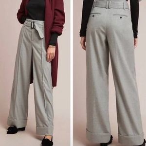 Anthropologie High-Waist Wide Leg Trousers in Light Gray